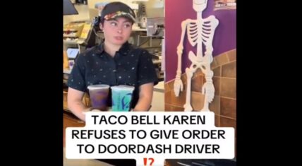 Taco Bell worker in confrontation with DoorDash driver over pickup confirmation.