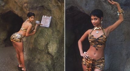 Tyla dressed as Halle Berry’s character "Sharon Stone" from The Flintstones