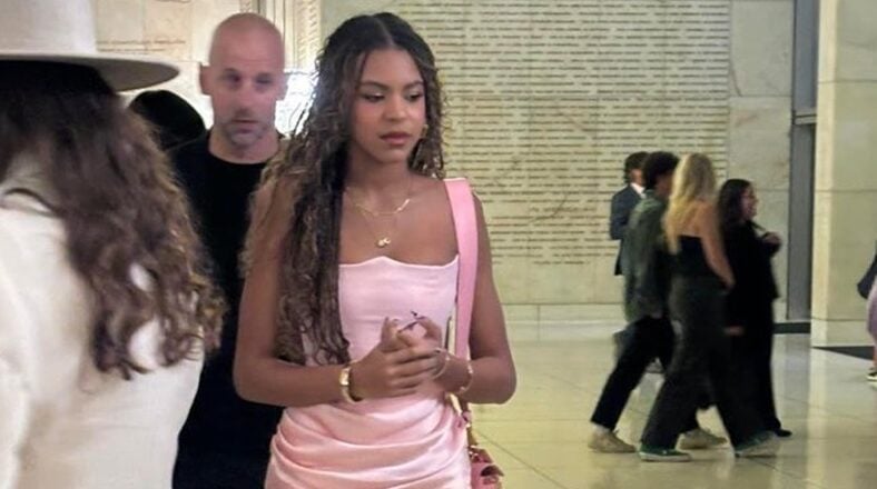 Blue Ivy Carter in a pink dress at the 'Wicked' premiere in Los Angeles