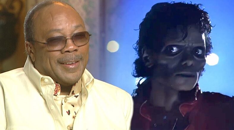 Quincy Jones alongside Michael Jackson in a split-screen image, capturing their legendary collaboration.