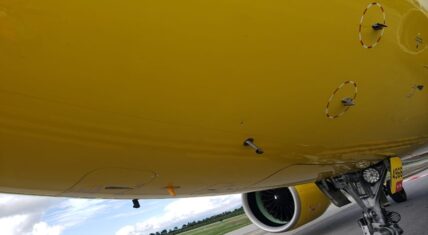Spirit Airlines aircraft on the runway.