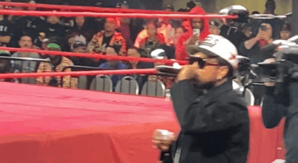 We$tide Gunn announcing the launch of 4th Rope Wrestling at a live event