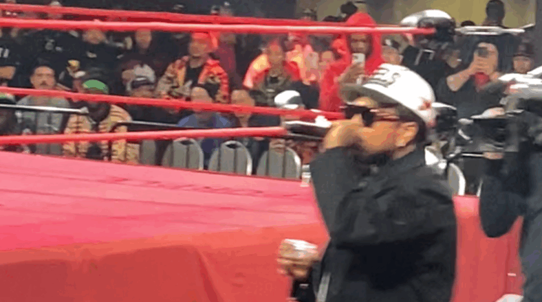 We$tide Gunn announcing the launch of 4th Rope Wrestling at a live event