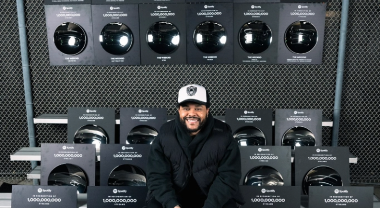The Weeknd Poses With Billion Stream Spotify Plaques the-weeknd-poses-with-billion-stream-spotify-plaques