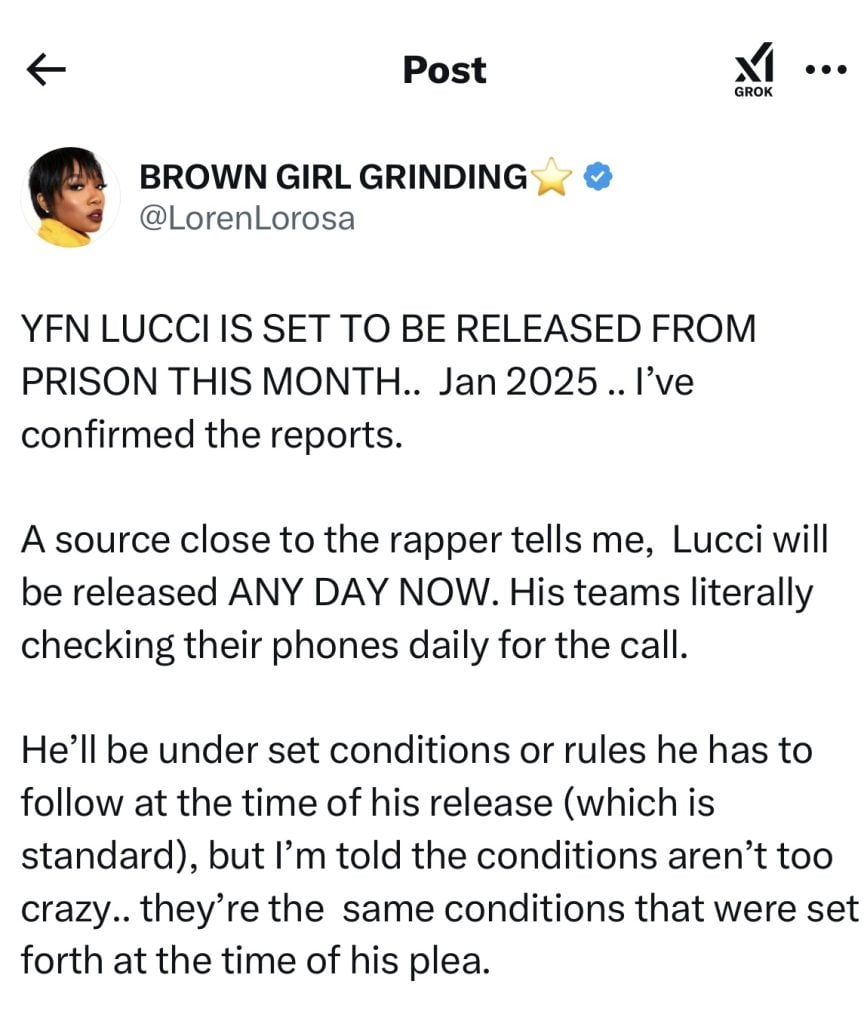 YFN Lucci reportedly being released from prison in January