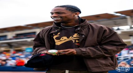 Travis Scott Throws First Pitch at Astros Spring Training Game