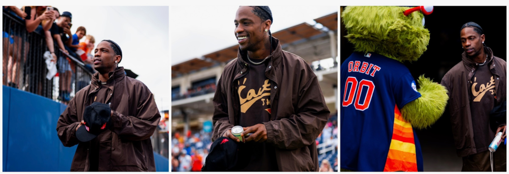 Travis Scott Throws First Pitch at Astros Spring Training Game