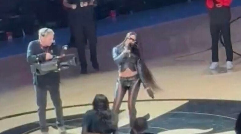 Lakeyah performs at Sixers vs Hawks Game