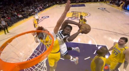 Anthony Edwards put the Lakers on notice with his second quarter dunk on Jaxson Hayes in Game 2 of the Timberwolves' playoff series vs. the Los Angeles Lakers.