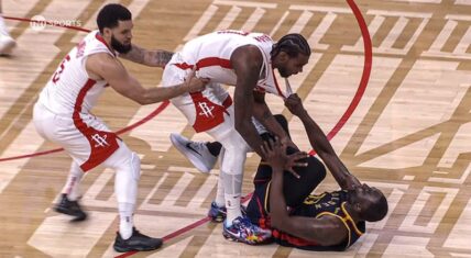 Draymond Green tried to kick Tari Eason in the head, during Warriors-Rockets Game 4 of the 2025 NBA Playoffs.