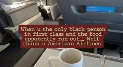 Popular TikToker, Johbidoo_official, shares a video accusing American Airlines of denying her a meal in First Class. She asked if they did this because she was Black.