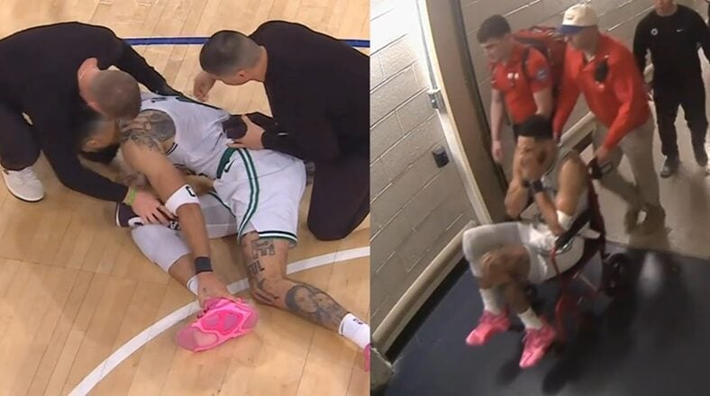Jayson Tatum suffered an injury towards the end of the Celtics' Game 4 loss to the Knicks at Madison Square Garden. He was in tears, as he was wheelchaired off.