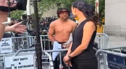 This shirtless man began hurling curse words and insults at this Entertainment Tonight reporter and she lost her composure.