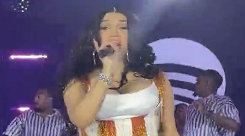 Cardi B performs upcoming "Outside" single in France