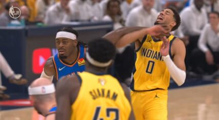 Lu Dort and Tyrese Haliburton got into it at the free throw line during Game 4 of the 2025 NBA Finals.