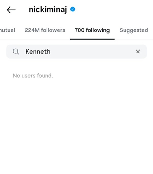 Nicki Minaj has unfollowed her husband, Kenneth Petty, on Instagram.