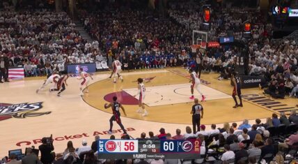 Cleveland Cavaliers lead the Detroit Pistons 76-59 in the third quarter during their dominant Game 7 victory on May 17, 2026. Donovan Mitchell and the Cavs cruised to a 125-94 win, advancing to the Eastern Conference Finals.