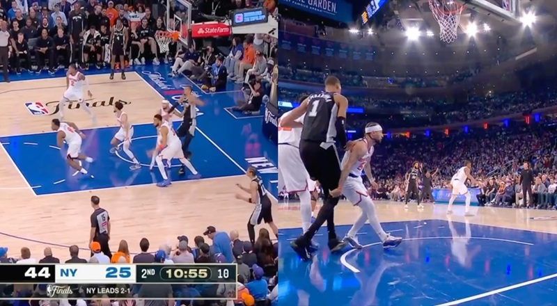 Jose Alvarado narrowly avoided a technical foul after tackling Victor Wembanyama’s leg in Knicks’ Game 4 Finals win over Spurs [VIDEO]