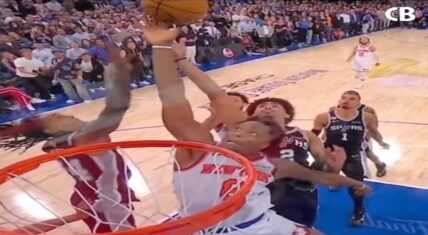 OG Anunoby tips in the game-winning basket with 1.2 seconds left as the New York Knicks complete a 29-point comeback against the San Antonio Spurs in Game 4 of the 2026 NBA Finals at Madison Square Garden.